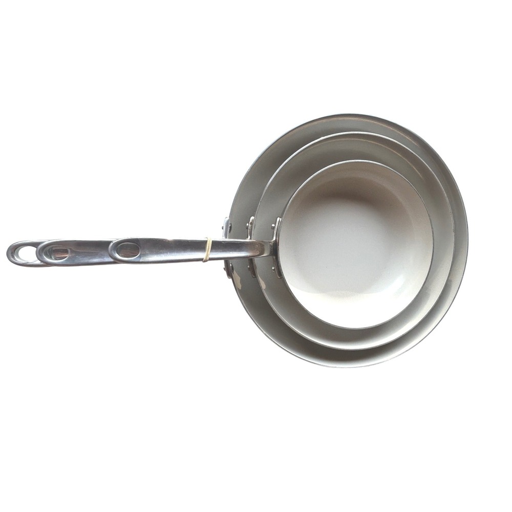 Tramontina Silver Tri-Ply Clad Ceramic Nonstick Frying Pan Set 3pc 8-12in
